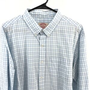 Brooks Brothers Gingham Button Down Shirt Mens XL Blue Long Sleeve Cotton Slim